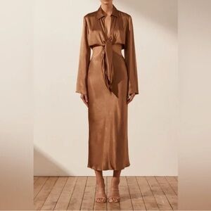 Shona Joy Felicity Tie Front Midi Dress